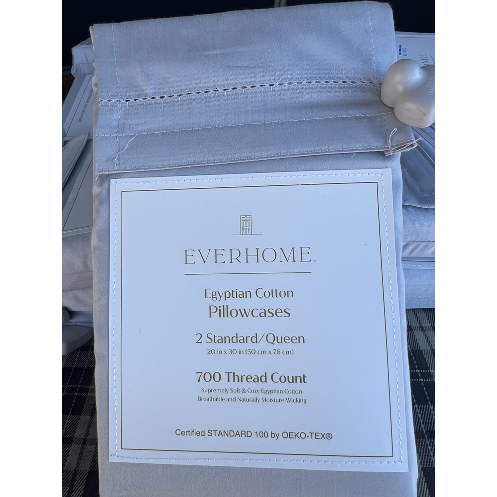 Everhome Egyptian Cotton Pillowcases 2‎ Standard/queen 700 Thread Count Gray